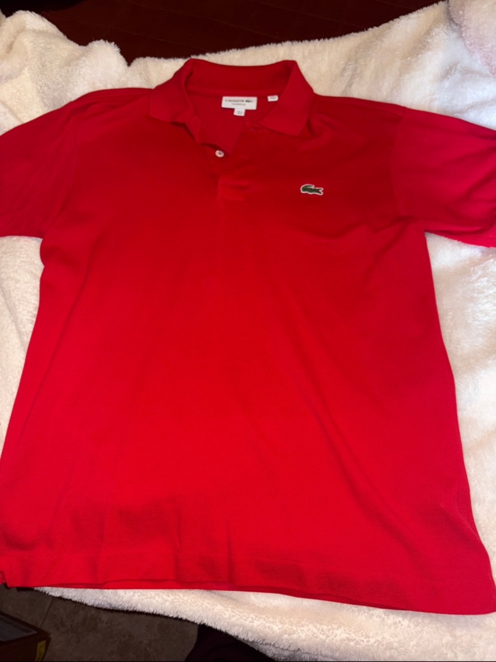 Lacoste Men's Bright Red Piqué Polo with Croc Logo